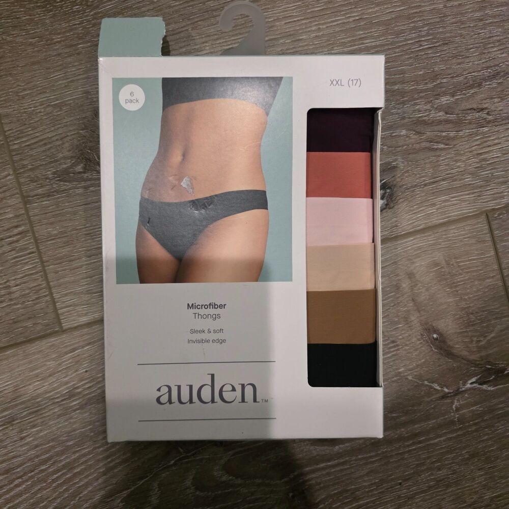 6 Auden Invisible Edge Microfiber Thong Underwear Womens Size XXL 17 New Colors